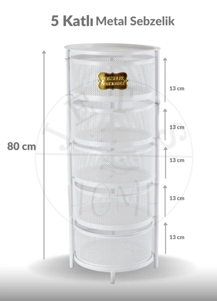 5 Katlı Sebzelik Açılır Metal Patates Soğan Sepeti Paslanmaz Meyvelik Organizer Sepet Beyaz - 3