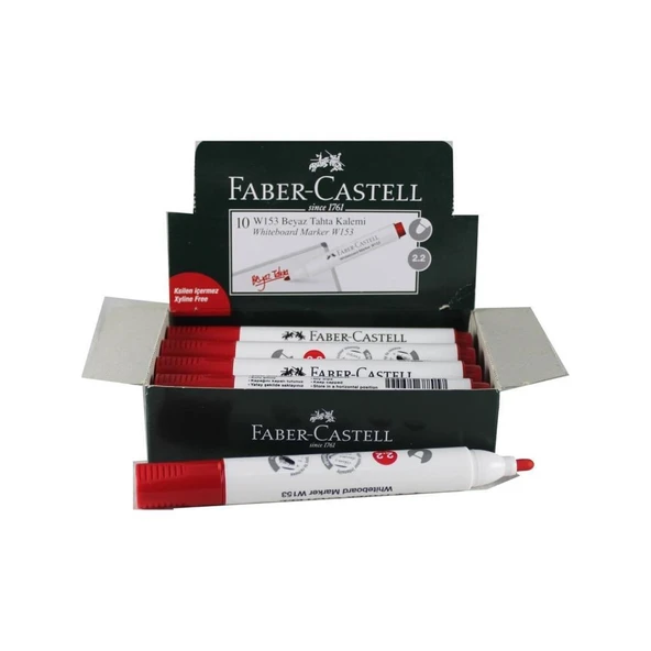 Faber Castell Tahta Kalemi W153 W.Board Markör Kırmızı - 10 Adet