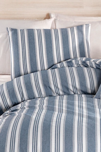 Upstyle Sport Çizgili Nevresim Takımı Tek Kişilik Soft Line Lacivert - 3
