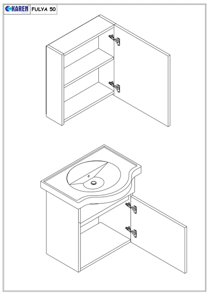 Karen Banyo Fulya 50 Cm Mdf Lavabolu Aynalı Banyo Dolabı Seti Seramik Lavabo Dahil Beyaz Mdf - 4