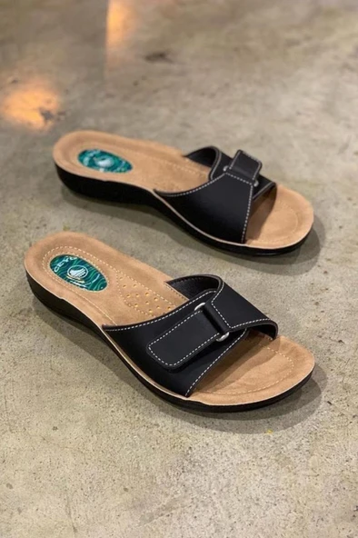 Ceyo 9808-15 Topuk Jelli Anatomik Taban Kadın Terlik Siyah 36-40 - Resim 5