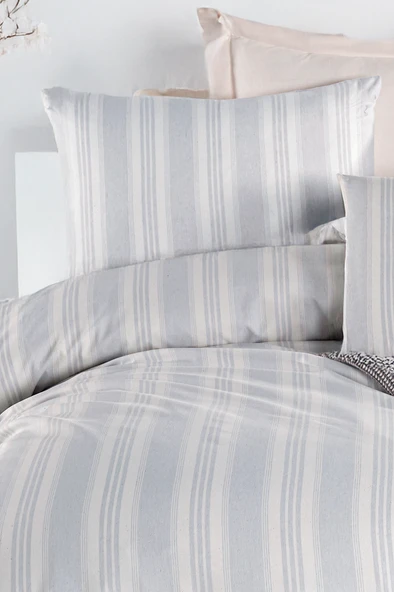 Upstyle Sport Çizgili Nevresim Takımı Tek Kişilik Soft Line Gri - 3