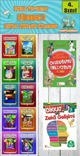 4. Sınıf Okula Yardımcı Eğitici Okuduğumu Anlıyorum - Dikkat ve Zeka Gelişimi - 10 lu Hikaye Seti