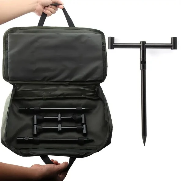 TechTic Sazan Balıkçılık Çantalı Buzz Sticks Buzzbar Bankstick Olta Çubuğu Tutacağı 2 Rods Kit Ayak - 3
