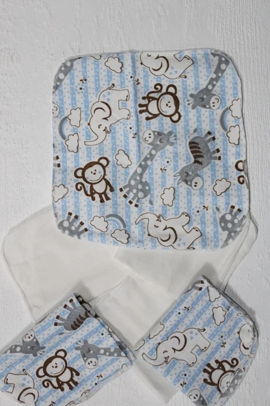 7 Adet Erkek Bebek Ağız Silme Mendili 100% Pamuk - 2