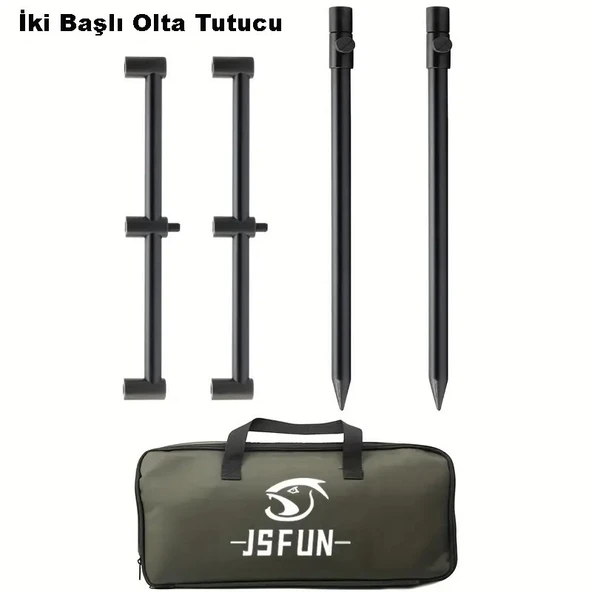TechTic Sazan Balıkçılık Çantalı Buzz Sticks Buzzbar Bankstick Olta Çubuğu Tutacağı 2 Rods Kit Ayak - 7