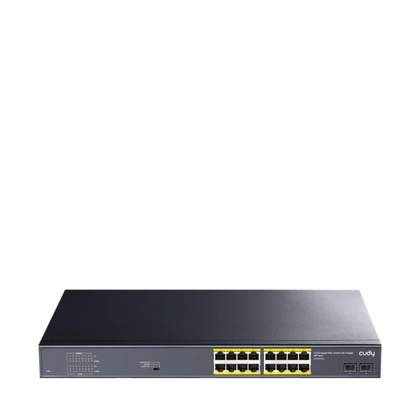 CUDY GS1020PS2 16 Port 10/100/1000Mbps 2*SFP VLAN&Extend 200W 19" Rock-Mount POE+ Ethernet Switch