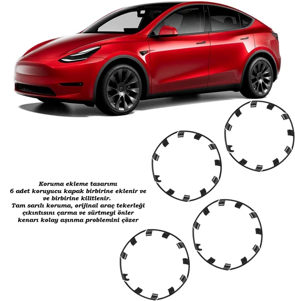 TecTic Tesla Y Modeli Jant Kapağı Koruyucu 2021-2023 İçin 21 İnç Jant Yama Uberurbine Mat Siyah - 2