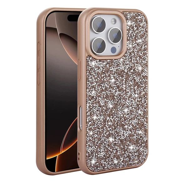 Apple iPhone 16 Pro Kılıf Parlak Taşlı Tasarım Zore Pırlanta Kapak - 7