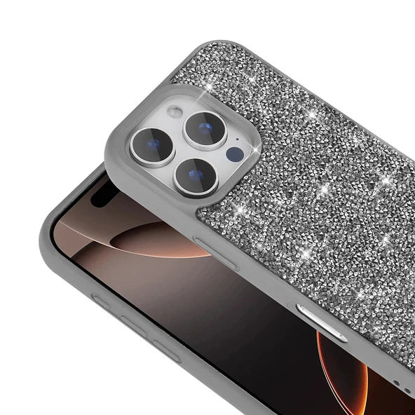 Apple iPhone 16 Pro Kılıf Parlak Taşlı Tasarım Zore Pırlanta Kapak - 10