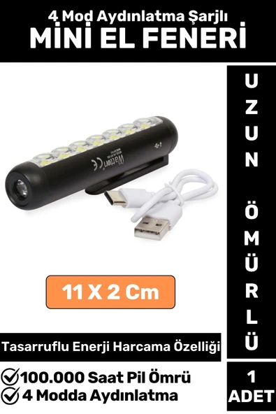 Profesyonel Kamp Avcı Güvenlik Okul Deprem 4 Modda Aydınlatma Güçlü Işık Mini EL FENERİ