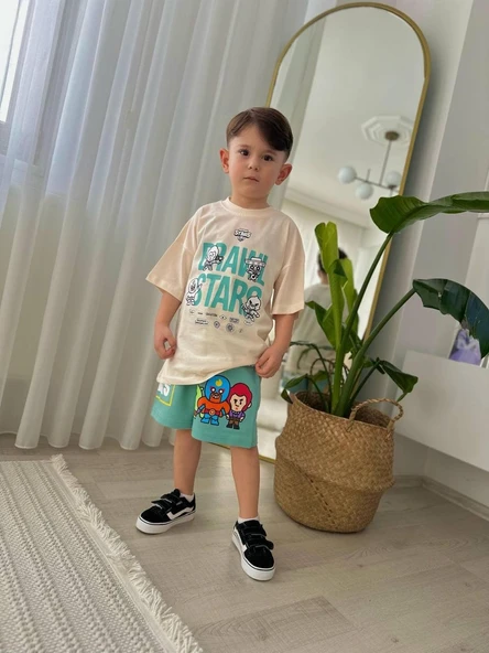 ERKEK ÇOCUK BRAWL STARS MODELLİ BASKILI ŞORTLU PAMUK TAKIM - Resim 3