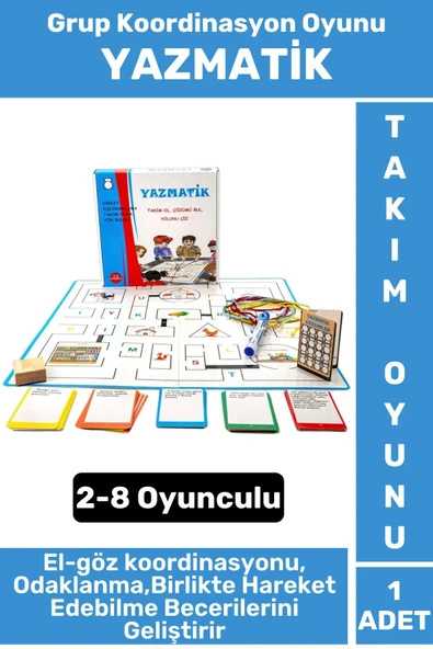 Premium Eğlenceli El-Göz Koordinasyon Takım Olabilme Beceri Geliştirici Grup Oyunu YAZMATİK