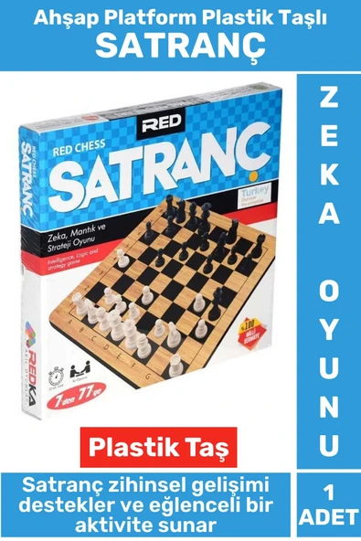 Zihinsel Gelişim Mantık Odaklanma Öngörü Problem Çözme Becerisi Ahşap Platform Plastik Taşlı SATRANÇ ürün görseli