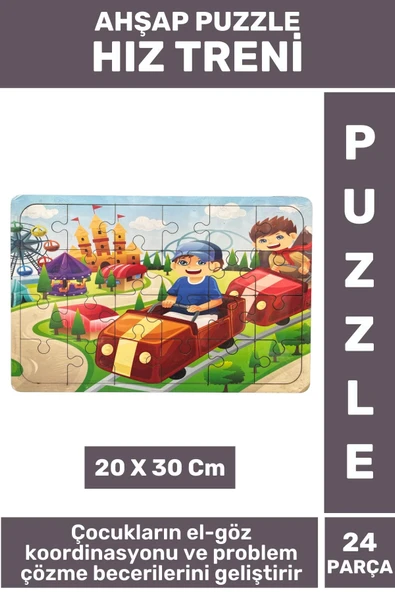 Premium Eğlenceli Eğitici Görsel Algı Problem Çözme Becerisi Çocuk Puzzle 24 Parça HIZ TRENİ ürün görseli