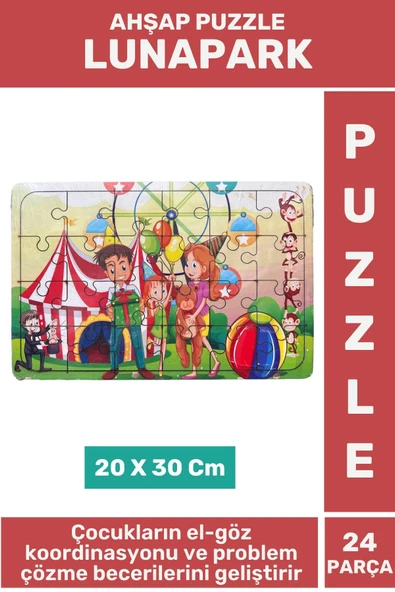 Premium Eğlenceli Eğitici Görsel Algı Problem Çözme Becerisi Çocuk Puzzle 24 Parça LUNAPARK ürün görseli