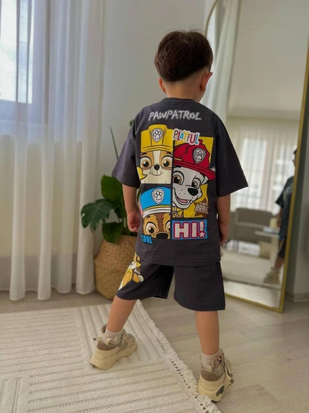 ERKEK ÇOCUK PAW PETROL MODELLİ BASKILI ŞORTLU PAMUK TAKIM - Resim 8