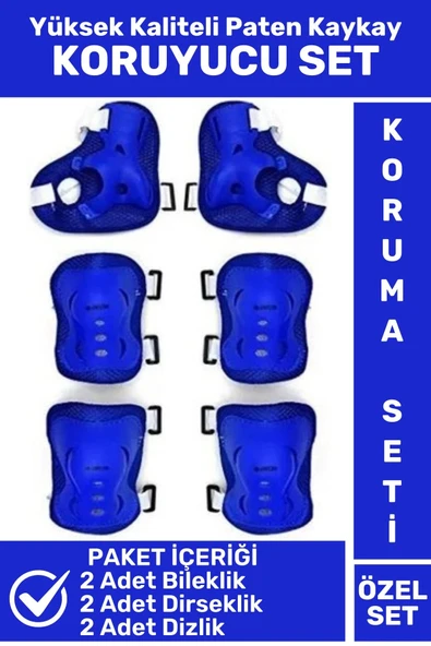 Premium Yüksek Kaliteli Bileklik Dirseklik Dizlik 6 Parça Paten Kaykay Koruyucu Set