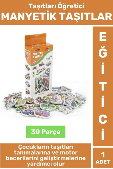 Premium Eğitici Görsel Algı El-Göz Koordinasyonu Taşıtların Öğrenimi 30 Parça MANYETİK TAŞITLAR ürün görseli