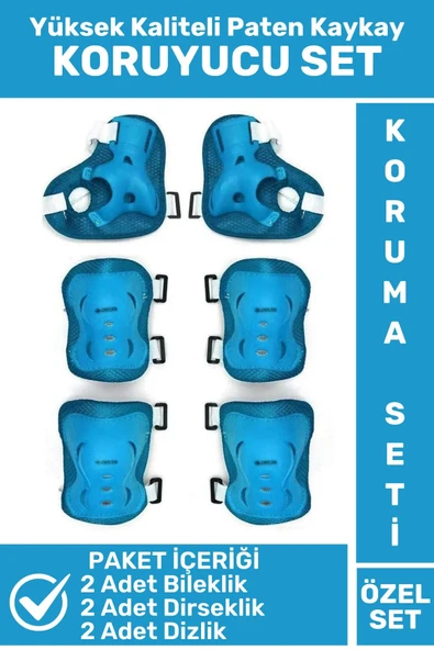 Premium Yüksek Kaliteli Bileklik Dirseklik Dizlik 6 Parça Paten Kaykay Koruyucu Set