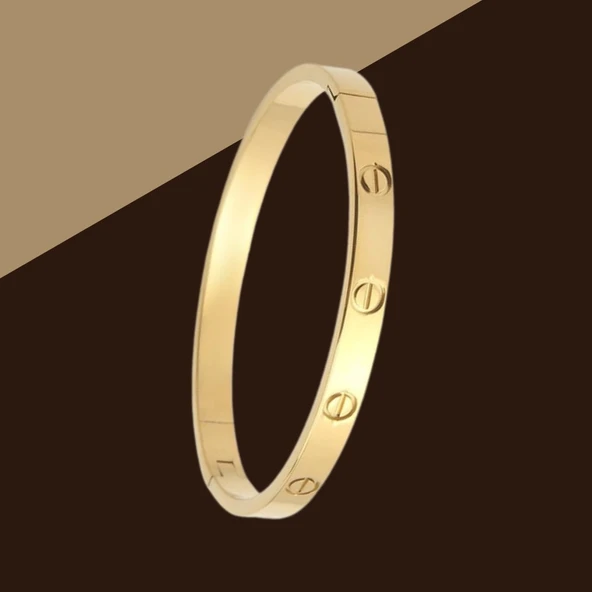 Çelik Kelepçe Gold - 316L Paslanmaz Çelik, Suya Dayanıklı, Kararmayan Bilezik