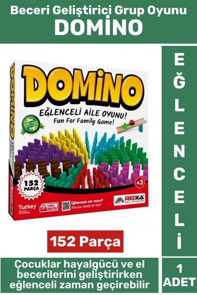 Eğlenceli Koordinasyon Odaklanma Beceri Geliştirici Aile Arkadaş Grup Oyunu 152 Parça Ahşap DOMİNO ürün görseli