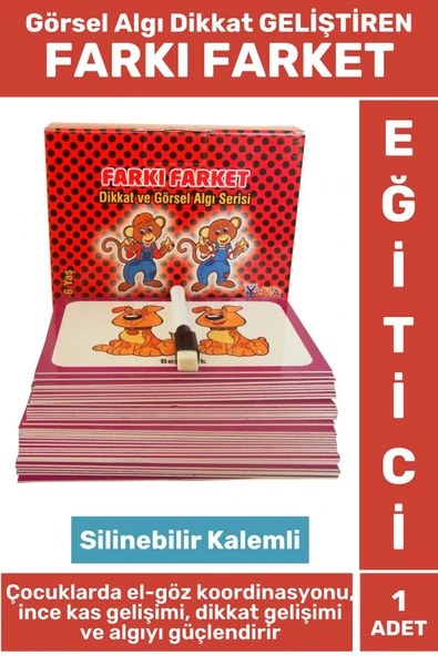 Premium Eğlenceli El-Göz Koordinasyon Görsel Algı Dikkat Kavram Geliştiren +3 Yaş Çocuk FARKI FARKET ürün görseli
