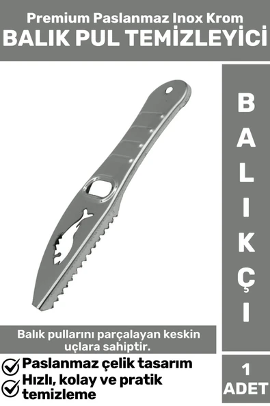 Premium Yüksek Kaliteli Dayanıklı Paslanmaz Inox Krom Balıkçı Avcı BALIK PULU TEMİZLEYİCİ ürün görseli 1