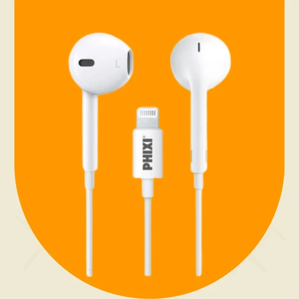 Phixi HS-i7 Mikrofonlu Lightning Girişli MSİ Sertifikalı EarPods Kulaklık - 100 cm Beyaz
