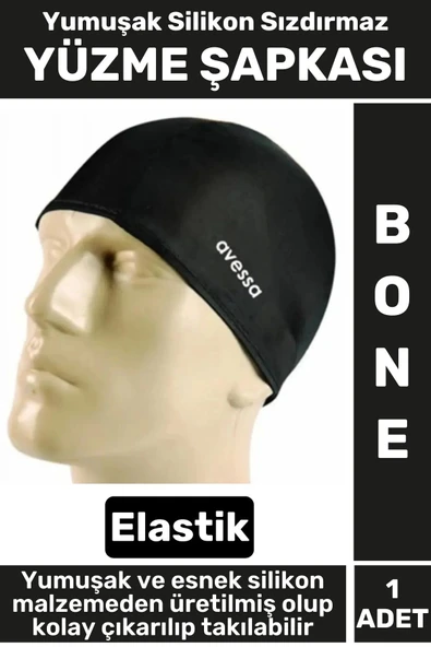 Premium Su Geçirmez Elastik Yumuşak Yüzücü Havuz Deniz Yüzme Şapkası Silikon Bone 1 Adet ürün görseli