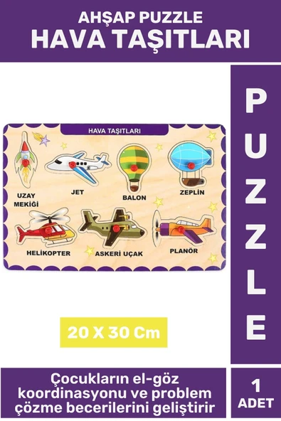 Premium Eğlenceli Eğitici Görsel Algı Problem Çözme Becerisi Çocuk Puzzle HAVA TAŞITLARI ürün görseli