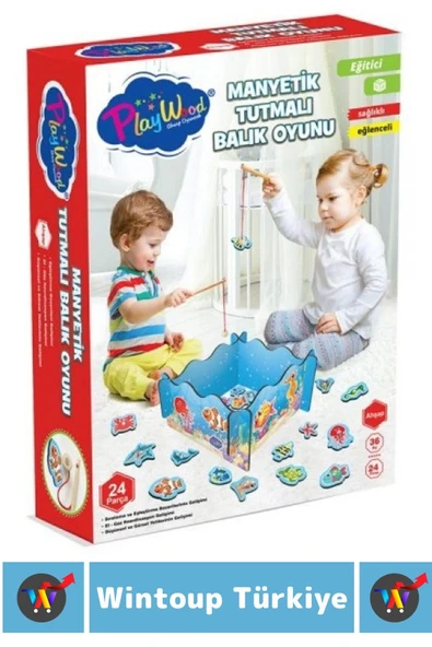 Eğitici El-Göz Koordinasyonu Parça Bütün İlişkisi Eğlenceli Havuzlu Ahşap MANYETİK BALIK TUTMA OYUNU - Resim 2