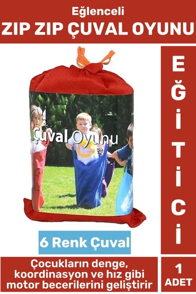 Eğlenceli Denge Koordinasyon Hız Refleks Gelişimi Sosyalleşme Takımdaşlık Çocuk ZIP ZIP ÇUVAL OYUNU ürün görseli