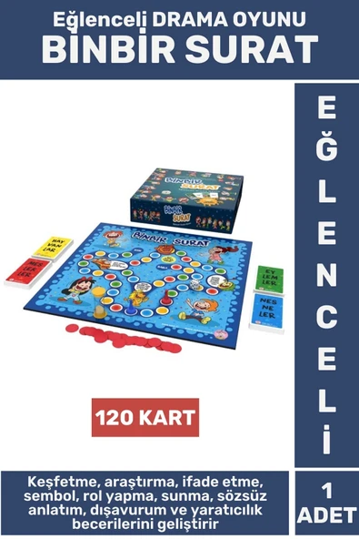 Premium Eğitici Drama Rol Yapma Yaratıcılık İfade Etme Beceri Eğlenceli Drama Oyunu BİNBİR SURAT ürün görseli