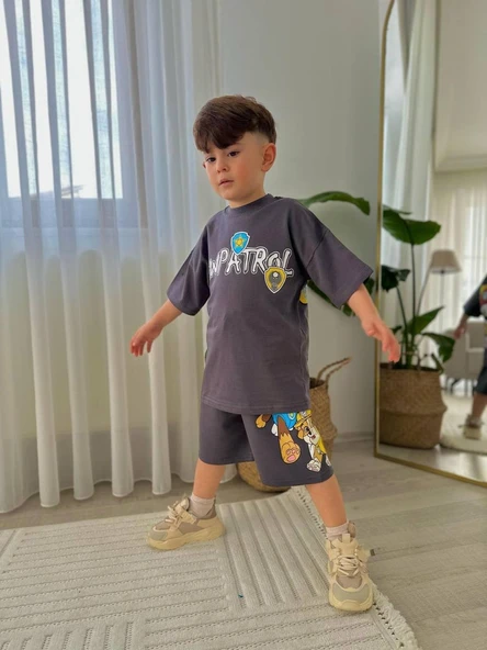 ERKEK ÇOCUK PAW PETROL MODELLİ BASKILI ŞORTLU PAMUK TAKIM - Resim 3