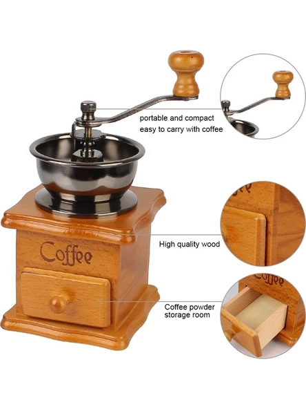 Ahşap Kahve Değirmeni - Ayarlanabilir Öğütme Boyutu - Kahve ve Baharat Öğütücü - 3