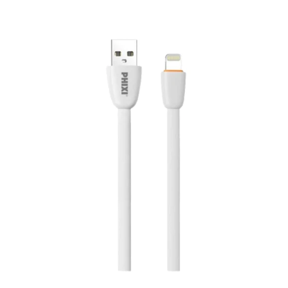 Phixi CB411L Yassı Kablolu 100 Cm Lightning Şarj ve Data Kablosu - 3A Hızlı Şarj, Esnek ve Dayanıklı