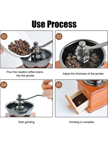 Ahşap Kahve Değirmeni - Ayarlanabilir Öğütme Boyutu - Kahve ve Baharat Öğütücü - 5