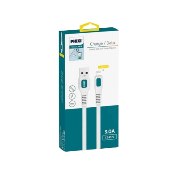 Phixi Force CB457L 100 cm Yassı ve Dayanıklı Lightning USB Şarj ve Data Kablosu - 2