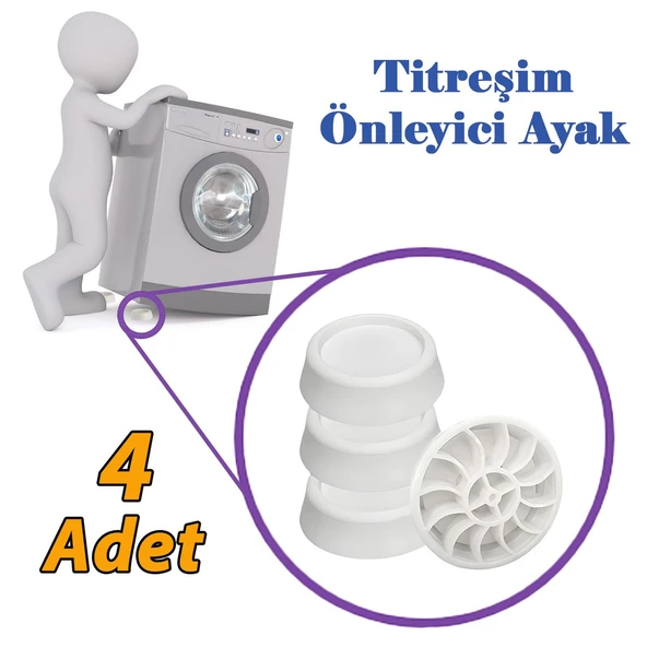 4 Adet Beyaz Eşya Çamaşır Bulaşık Makinası Buzdolabı Yükseltici Titreşim Ayağı Altlığı Ayaklığı Gürültü Önleyici