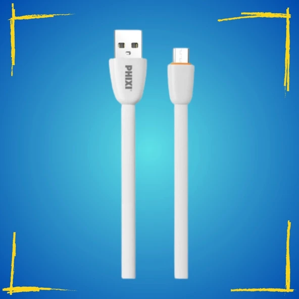 Phixi CB411M Yassı Kablolu 100 Cm Micro USB Şarj ve Data Kablosu - Hızlı Şarj ve Güçlü Veri Aktarımı