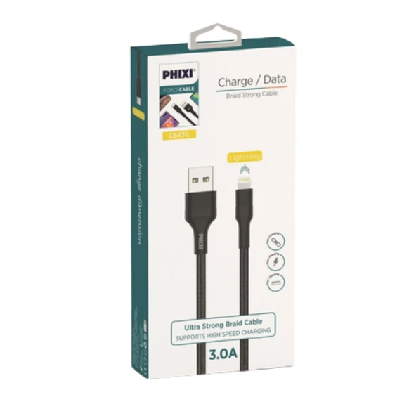 Hasır Örgü Lightning USB Hızlı Şarj ve Data Kablosu - Silikon Başlıklı, Dayanıklı ve Güçlü Tasarım - 2
