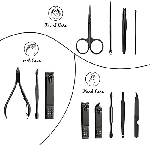 12 Parça Manikür ve Pedikür Seti - 1. Sınıf Paslanmaz Çelik - Seyahat Çantalı - 3