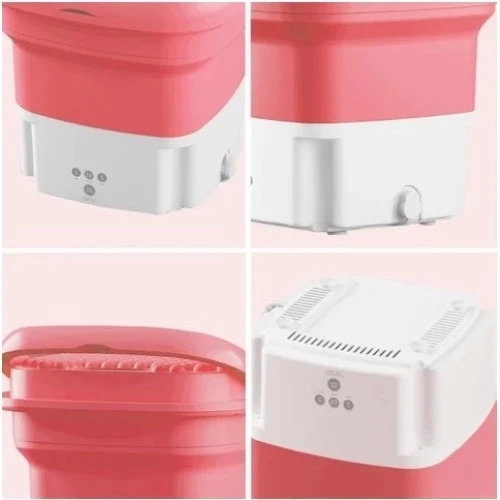 Pembe Katlanabilir Mini Çamaşır Makinesi - 4