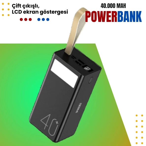 Phixi Force P40 40.000mAh LCD Göstergeli Çift Çıkışlı Powerbank - Uzun Süreli Güç ve Şık Tasarım