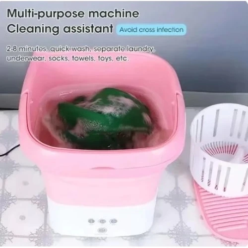 Pembe Katlanabilir Mini Çamaşır Makinesi - 2