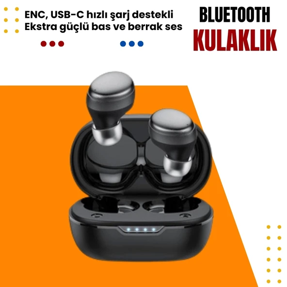 Phixi Force S60 ENC USB-C Hızlı Şarjlı Bluetooth Kulaklık - Güçlü Bas ve Yüksek Ses Kalitesi