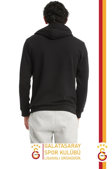 Galatasaray Orijinal Lisanslı Büyük Logo Kapüşonlu Erkek Sweat  Aslan Baskılı Hediyelik Ahşap Kutulu - Resim 4