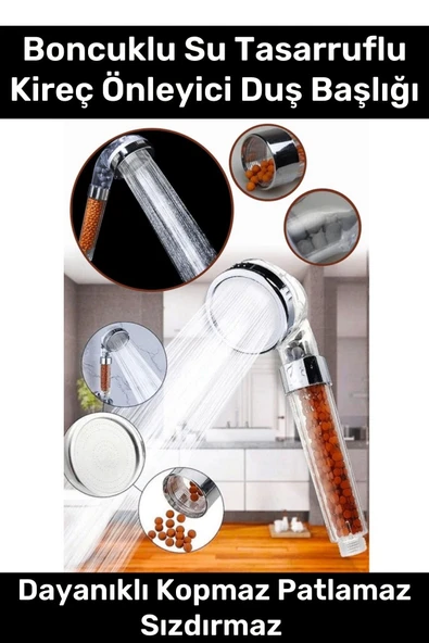 Premium Özel Zeolid Taşlı Yüksek Emisyon Güçlü Boncuklu Su Tasarruflu Kireç Önleyici Duş Başlığı