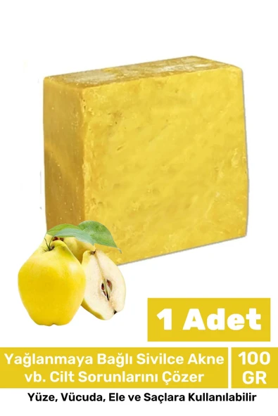 %100 Doğal Güzel Kokulu El Yüz Saç Vücut Cilt Orijinal Bitkisel Ayva Çekirdeği Sabunu 100G - 1 Adet ürün görseli 1